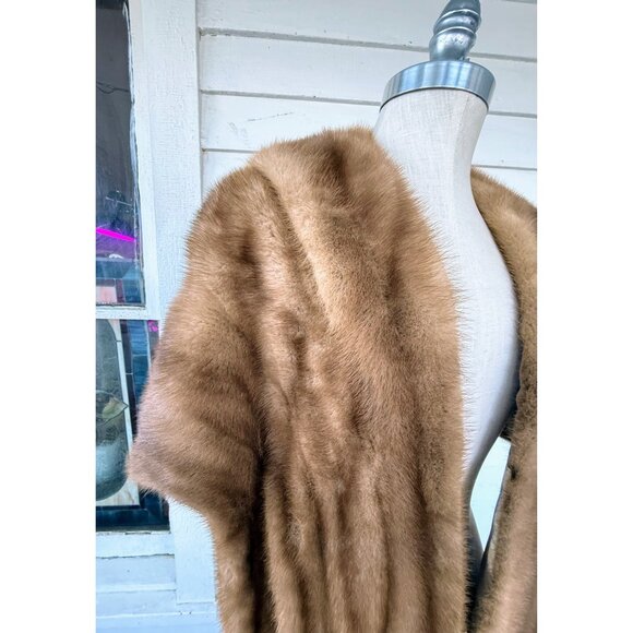 Vintage 50's Brown Mink Stole Capelet With front Pockets - Picture 11 of 16
